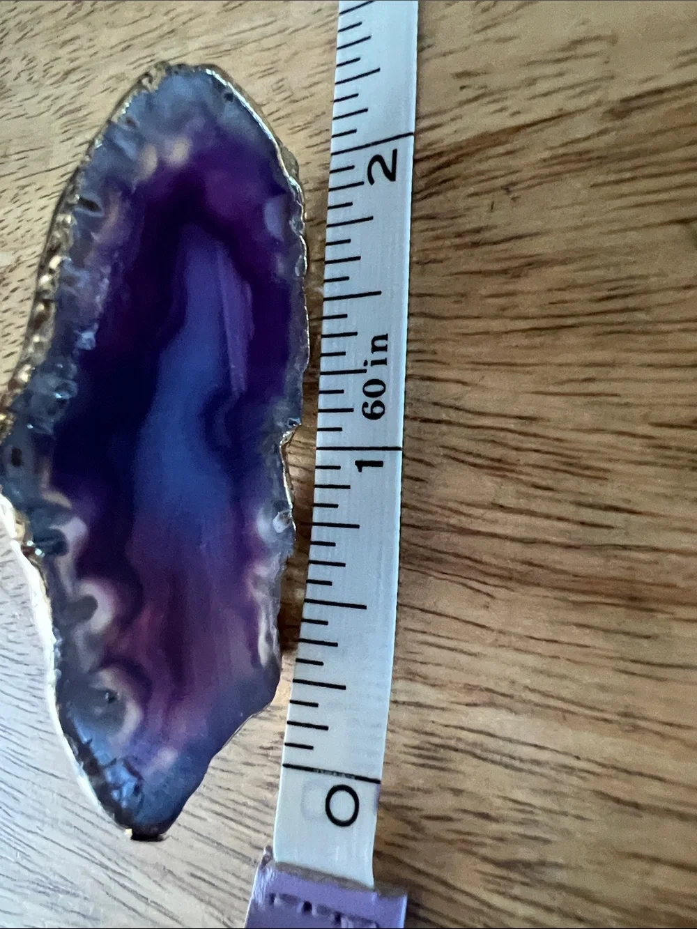 Purple Agate Statement Ring  with Gold Edge